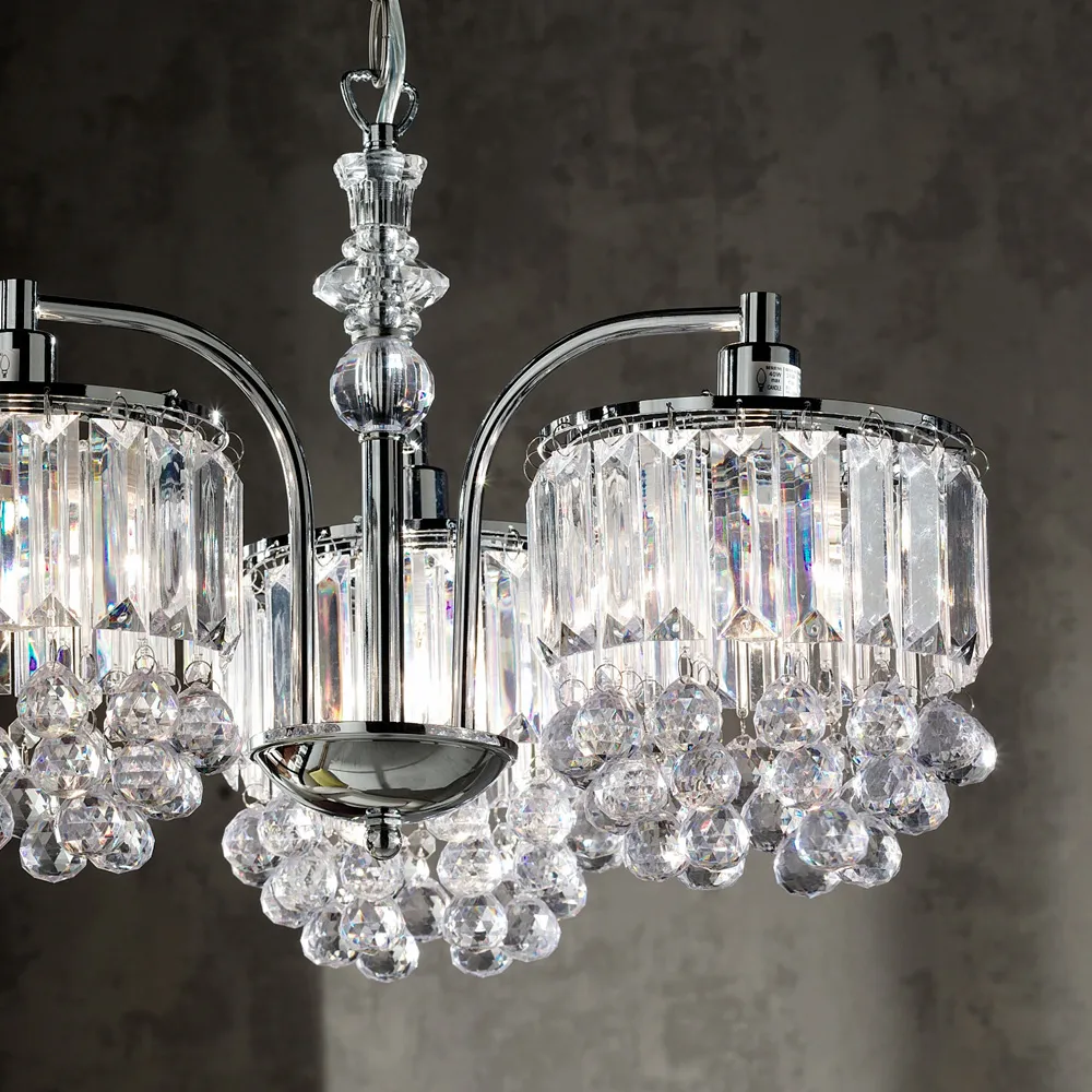 Abraham 3 Light Flush Ceiling Chandelier - Silver, Chrome
