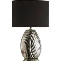 Amari Table Lamp with Leaf Design - Silver, Ceramic