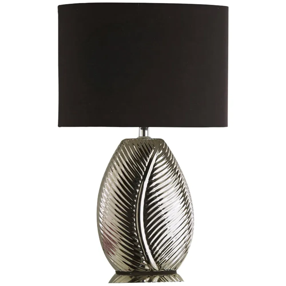 Amari Table Lamp with Leaf Design - Silver, Ceramic image