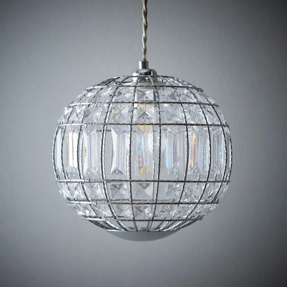 Apollo Sphere Pendant Light with Acrylic Crystals - Chrome