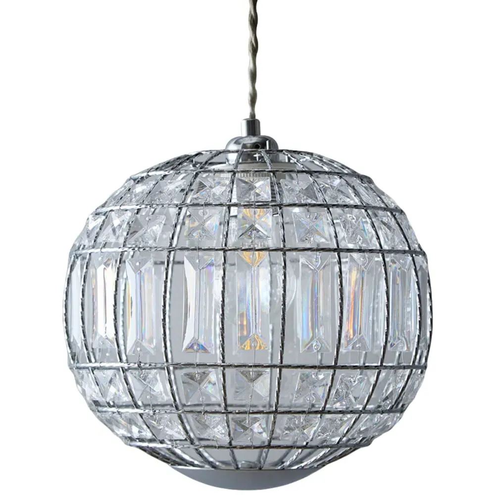 Apollo Sphere Pendant Light with Acrylic Crystals - Chrome image