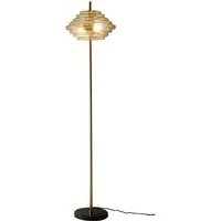 Aspen Tiered Floor Lamp - Brass, Amber Glass