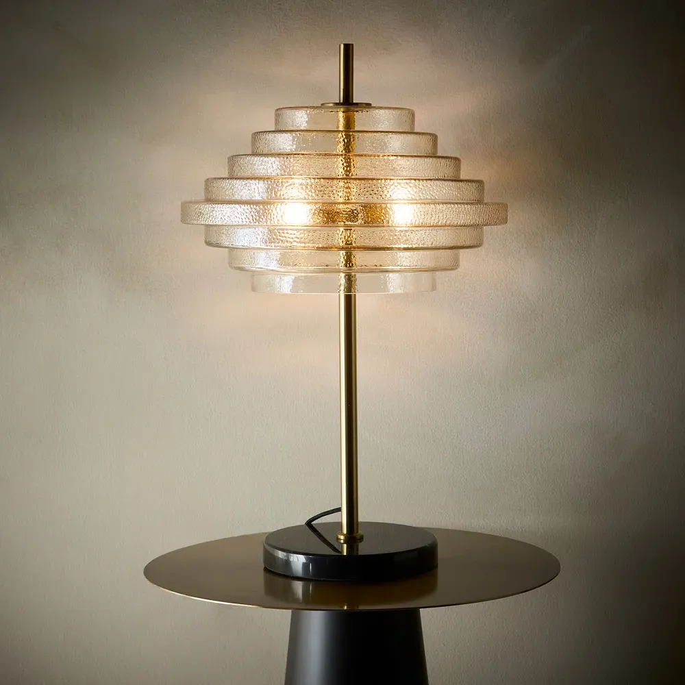 Aspen Tiered Table Lamp - Brass, Amber Glass