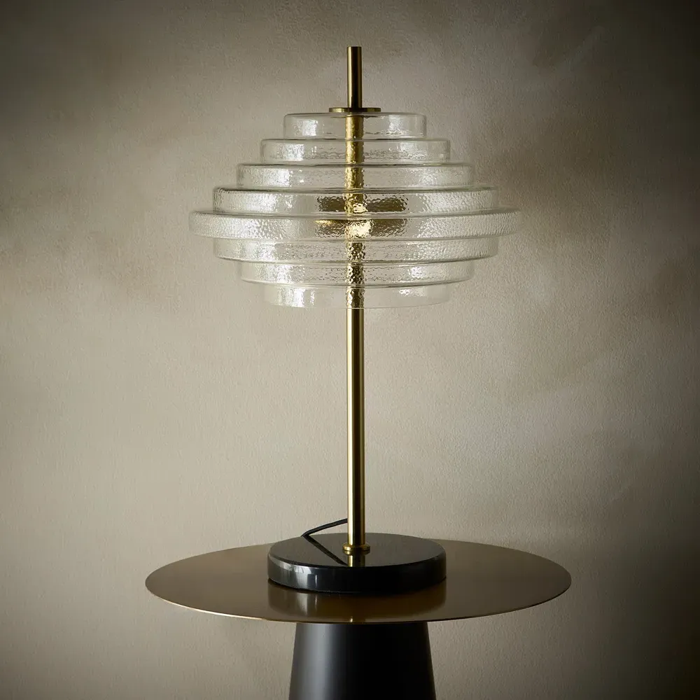 Aspen Tiered Table Lamp - Brass, Clear Glass