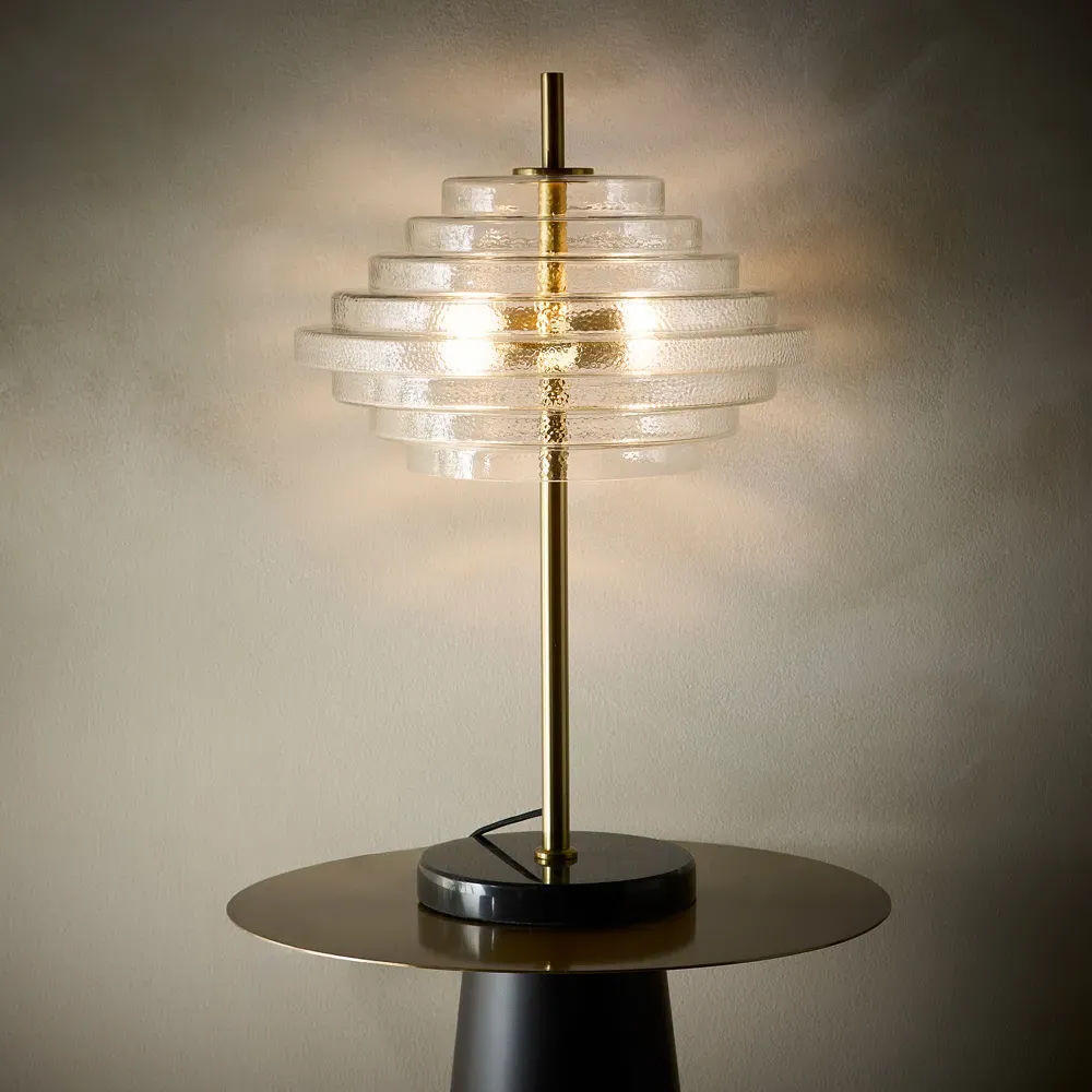 Aspen Tiered Table Lamp - Brass, Clear Glass