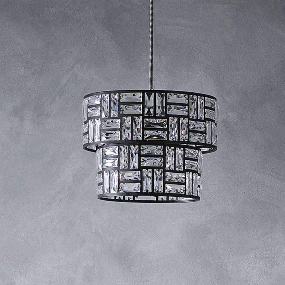 Bronx 2 Tier Pendant Light - Black, Acrylic Glass