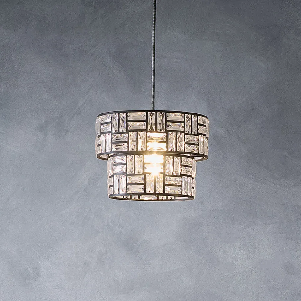 Bronx 2 Tier Pendant Light - Black, Acrylic Glass