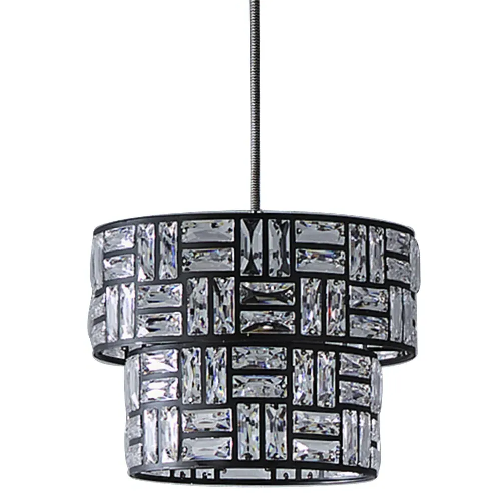 Bronx 2 Tier Pendant Light - Black, Acrylic Glass image