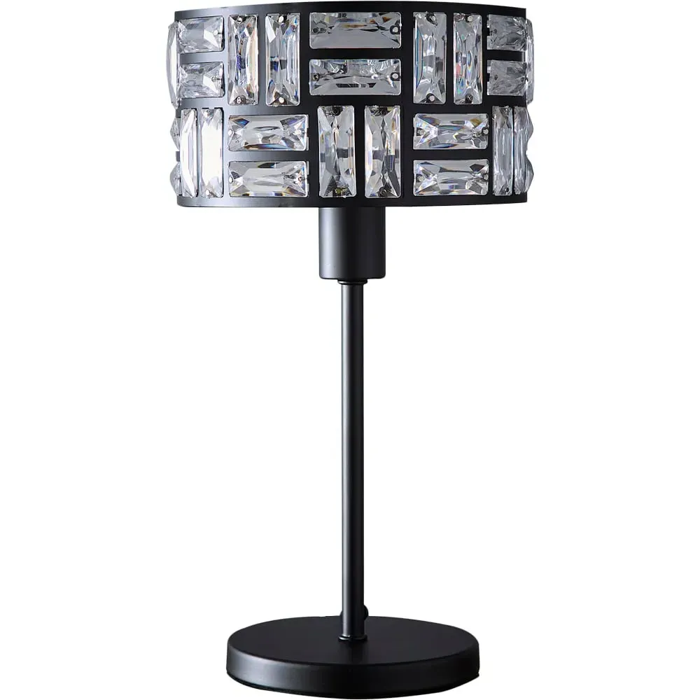 Bronx Acrylic Glass Drum Shade Table Lamp - Black image