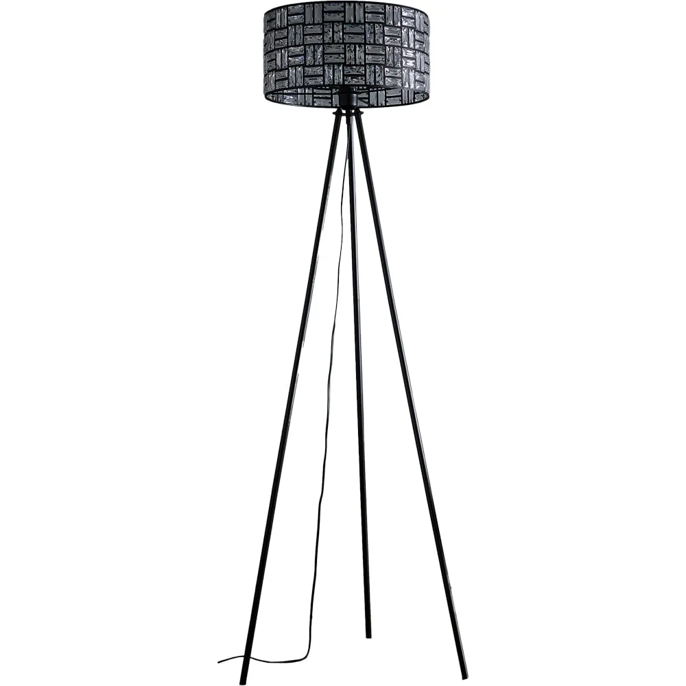 Bronx Acrylic Glass Drum Shade Tripod Floor Lamp - Black