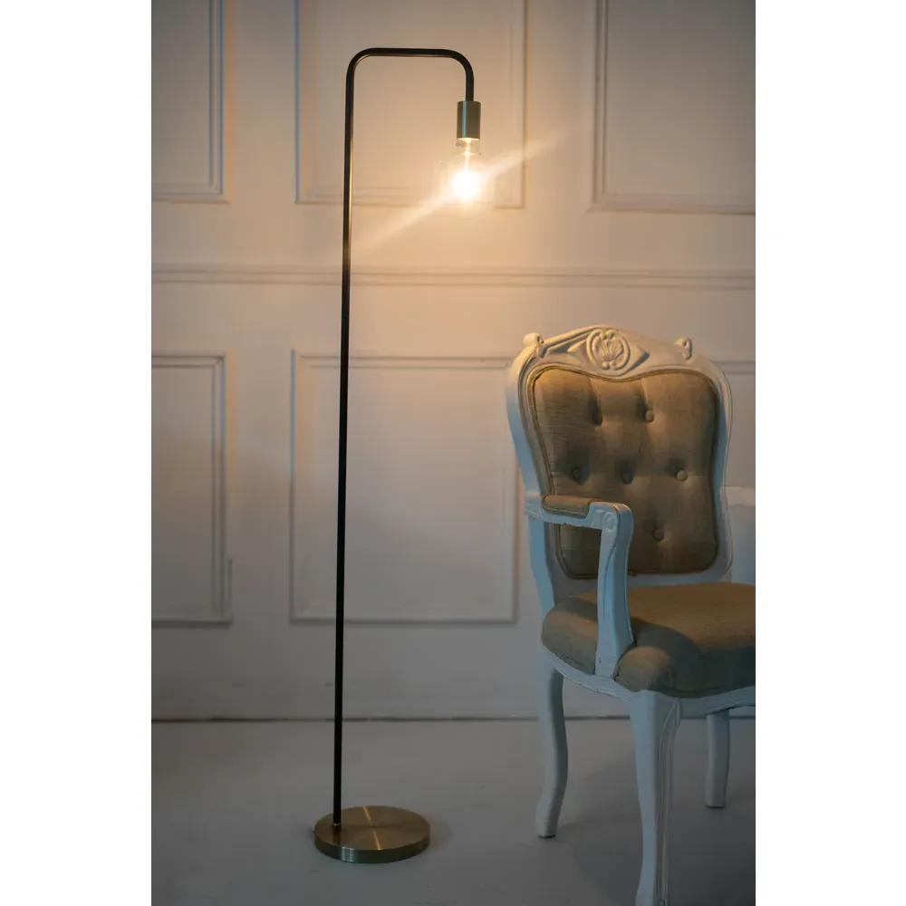 Caitlin Industrial Floor Lamp - Antique Brass, Metal