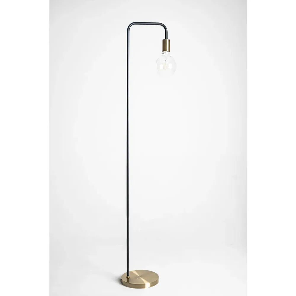 Caitlin Industrial Floor Lamp - Antique Brass, Metal