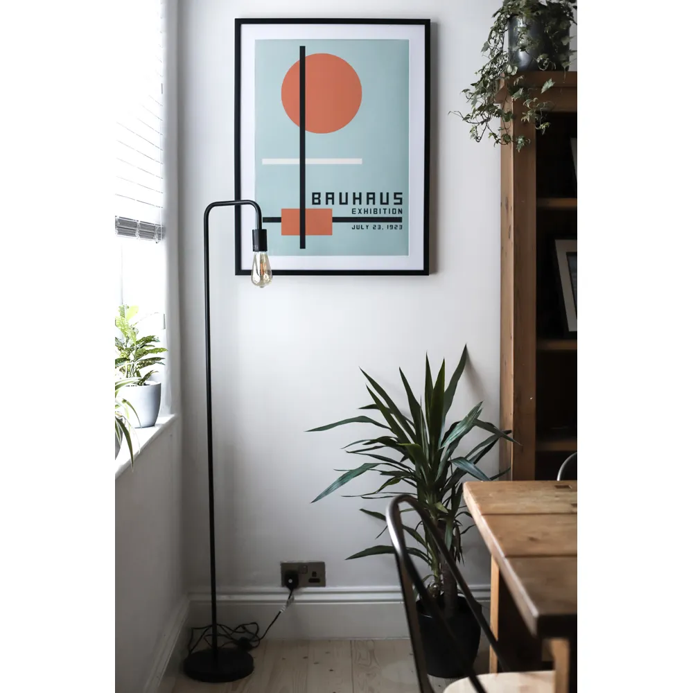 Caitlin Industrial Floor Lamp - Black, Metal