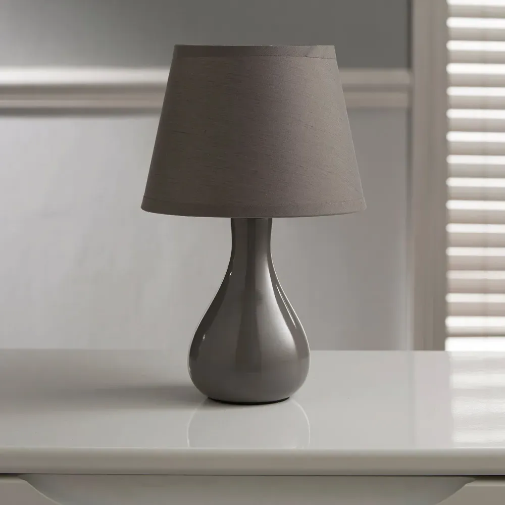Calvin Ceramic Table Lamp with Linen Shade - Grey