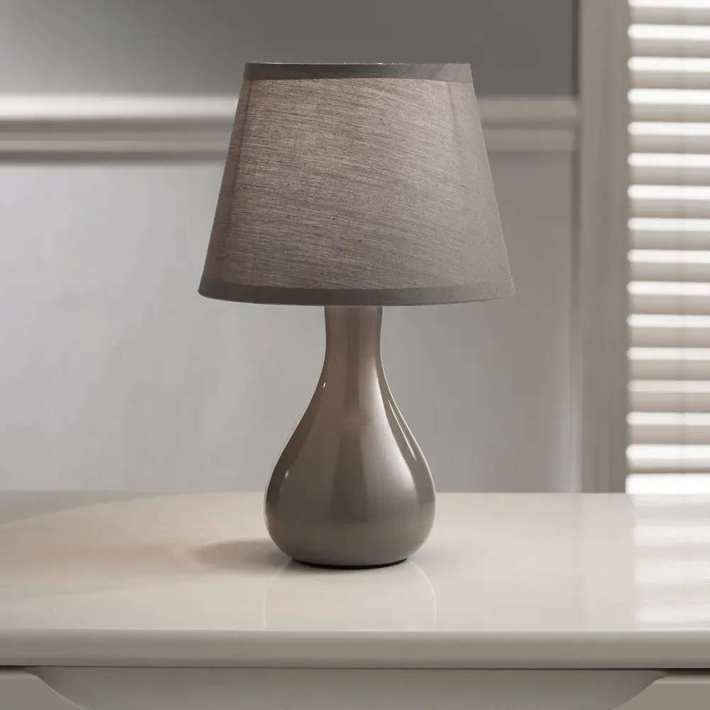 Calvin Ceramic Table Lamp with Linen Shade - Grey