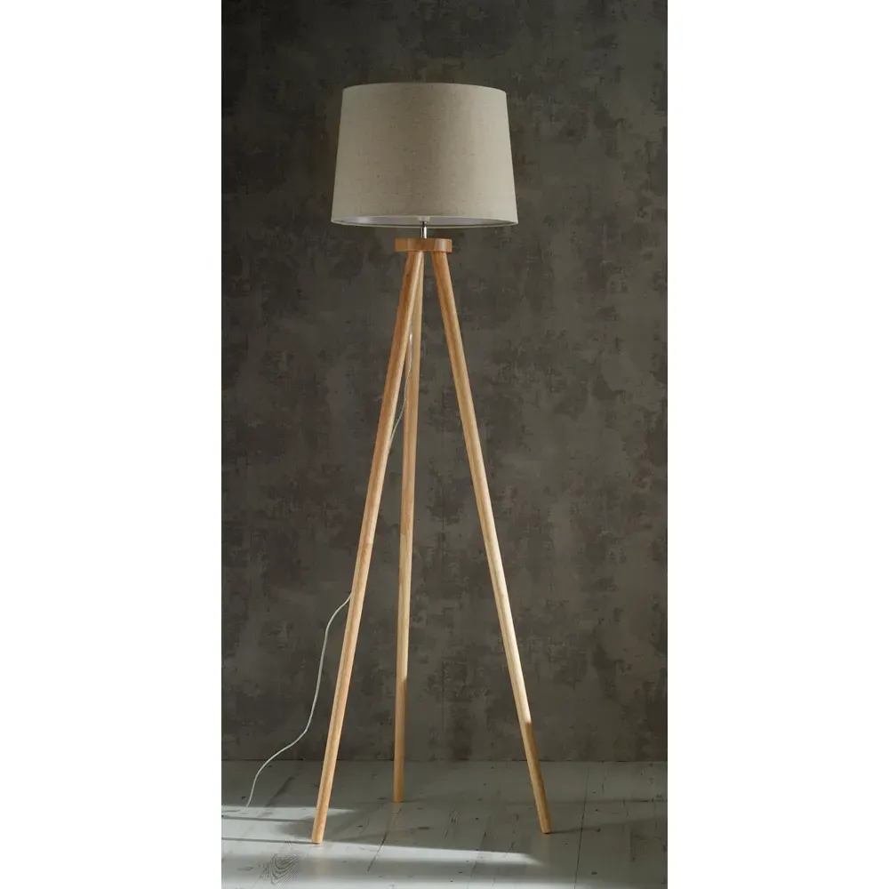 Chadwick Tripod Floor Lamp - Natural, Beech Wood