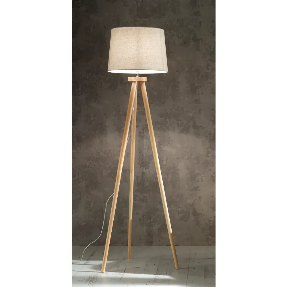 Chadwick Tripod Floor Lamp - Natural, Beech Wood