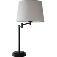 Chancery Swing Arm Table Lamp - Black, Linen
