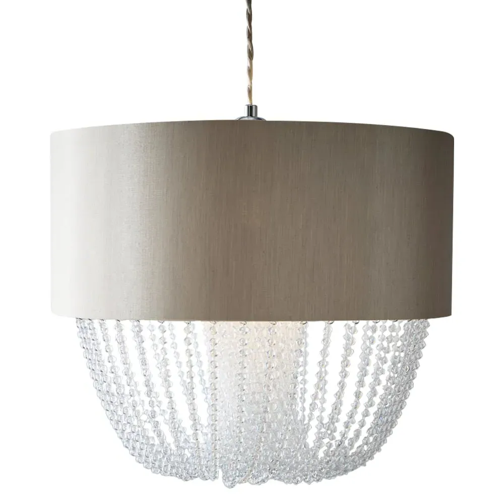 Charlotte Drum Pendant Light with Acrylic Beads - Grey