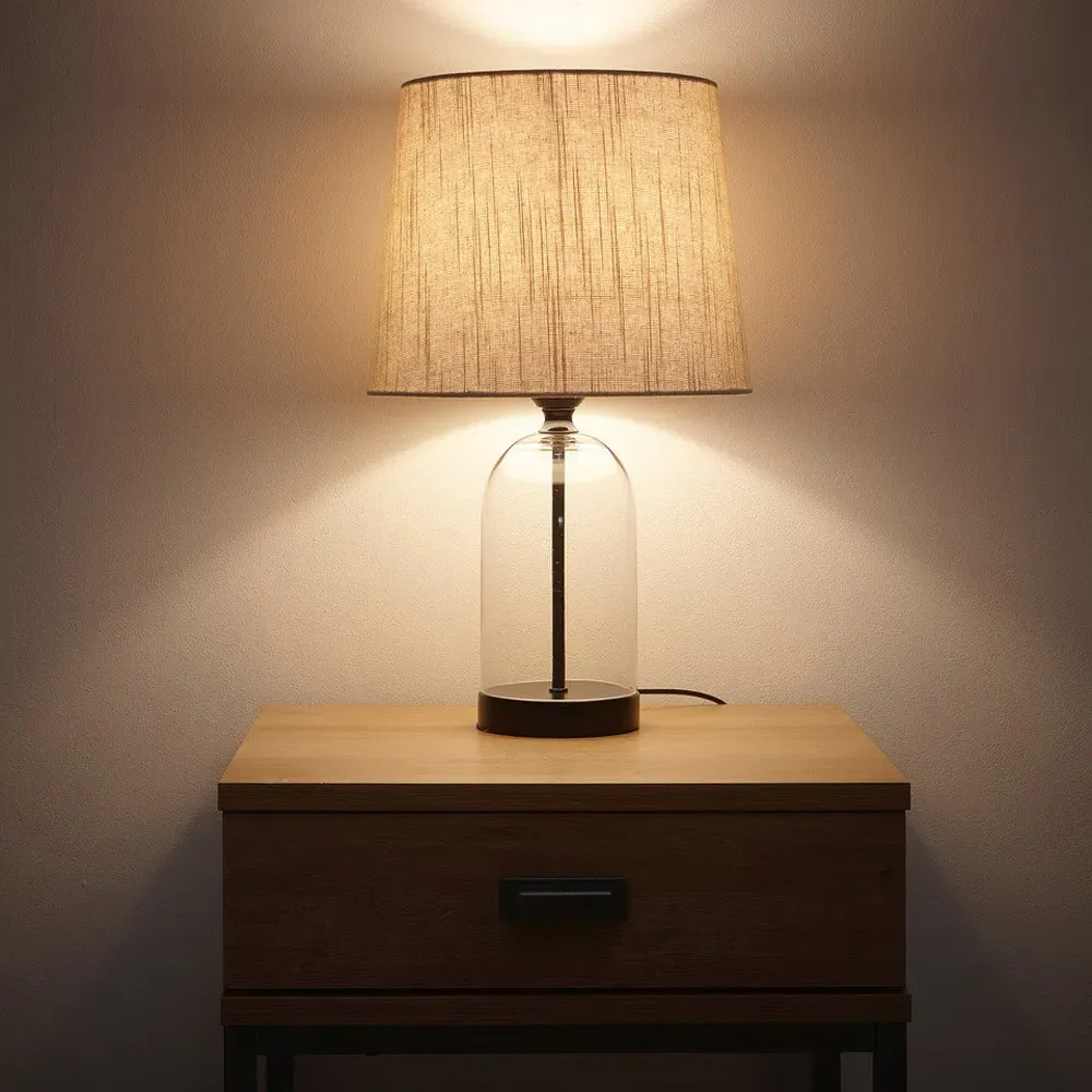 Chelsea Glass Table Lamp - Black, Linen