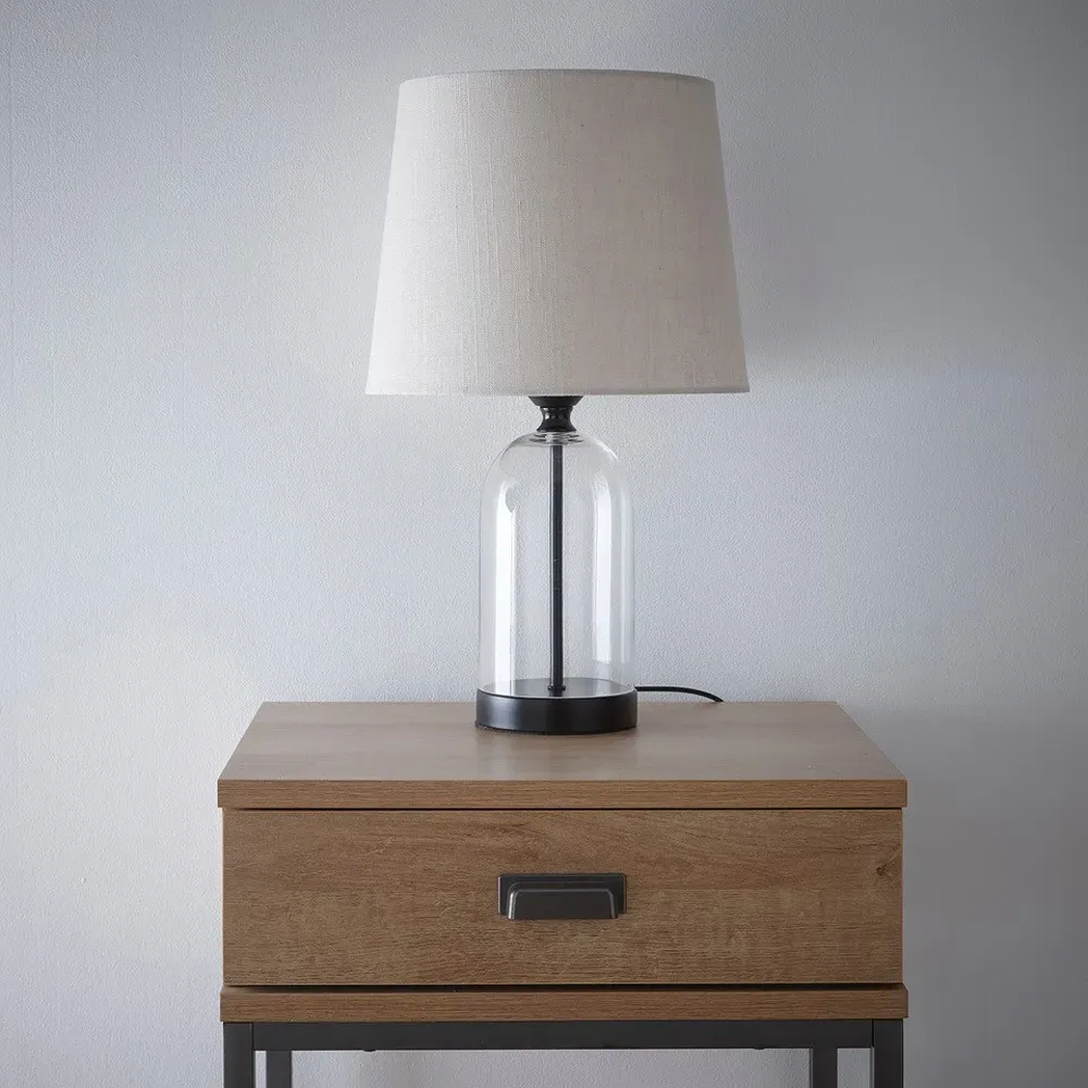 Chelsea Glass Table Lamp - Black, Linen