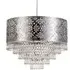 Chrome Cutout Drum Shade Beaded Tiered Chandelier - Silver