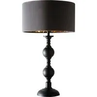Churchgate Drum Table Lamp - Black, Velvet