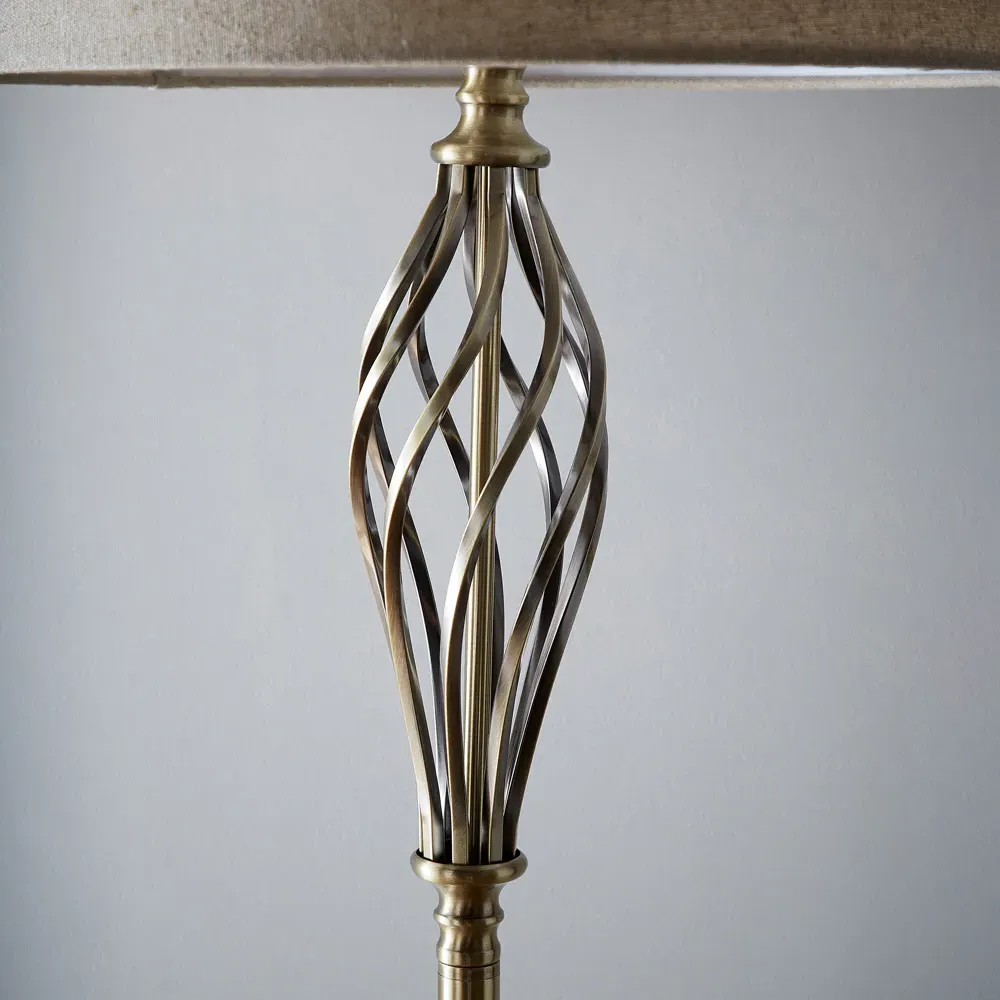Compton Floor Lamp - Antique Brass, Natural Linen