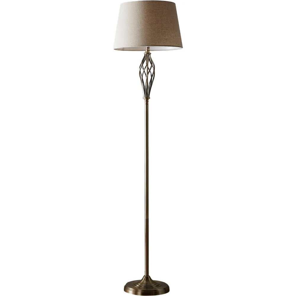 Compton Floor Lamp - Antique Brass, Natural Linen
