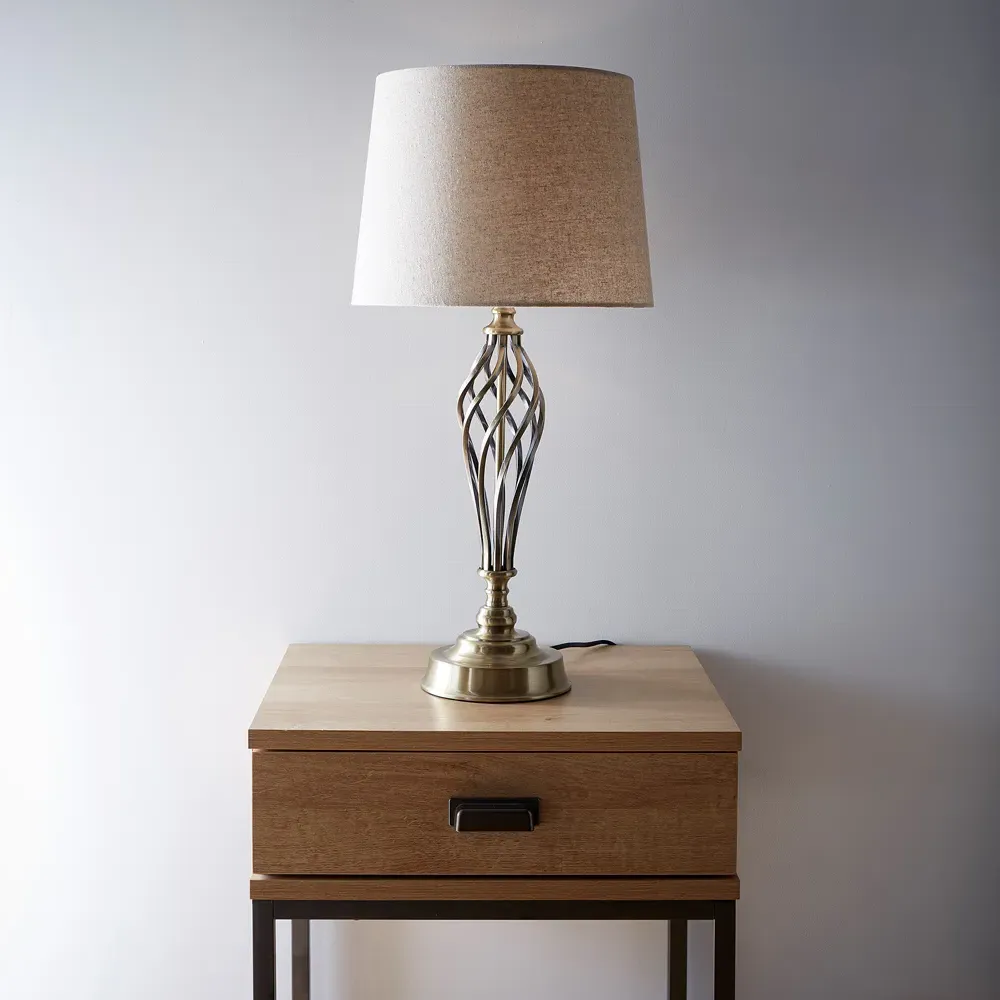 Compton Table Lamp - Antique Brass, Natural Linen
