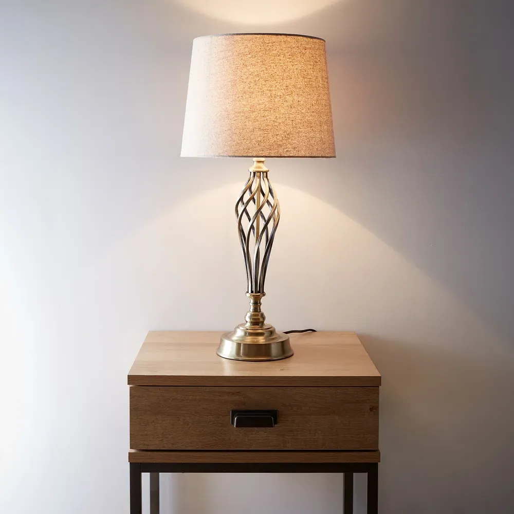 Compton Table Lamp - Antique Brass, Natural Linen