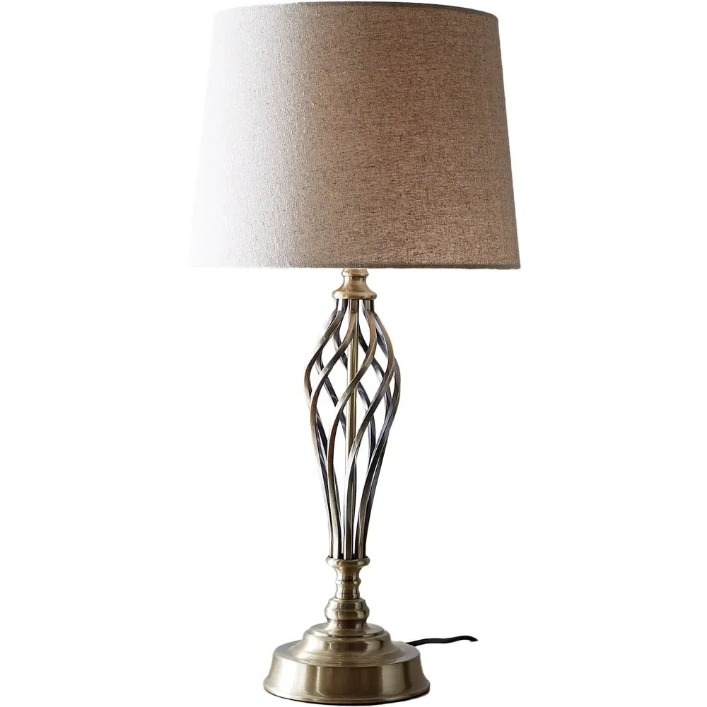 Compton Table Lamp - Antique Brass, Natural Linen image