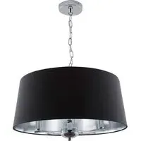 Giovanna 3 Light Drum Shade Chandelier - Black, Chrome