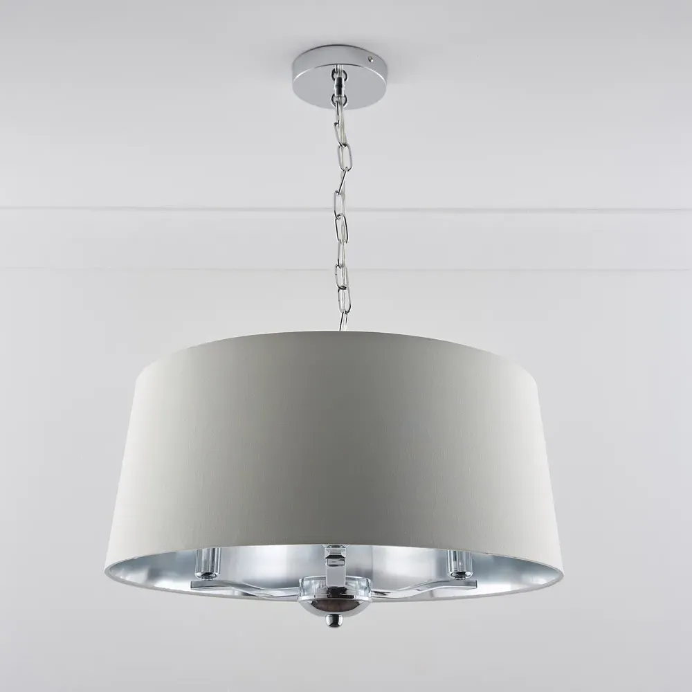 Giovanna 3 Light Drum Shade Chandelier - Cream, Chrome