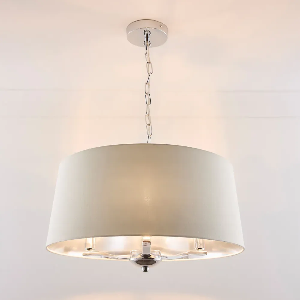 Giovanna 3 Light Drum Shade Chandelier - Cream, Chrome