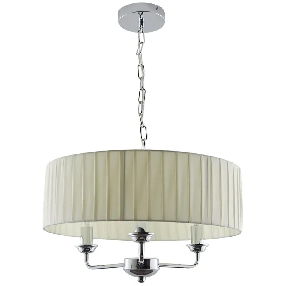 Giulia 3 Light Drum Shade Chandelier - Cream, Chrome image