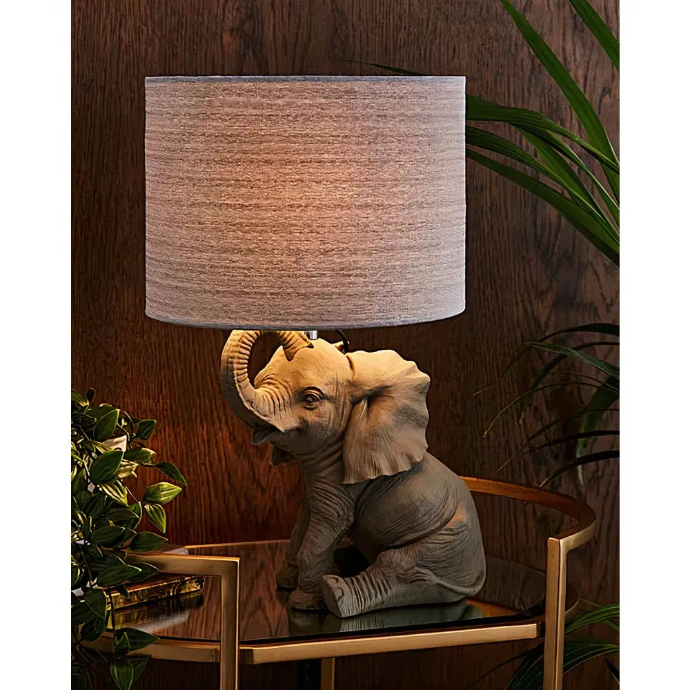 Hathi Elephant Table Lamp - Grey, Resin