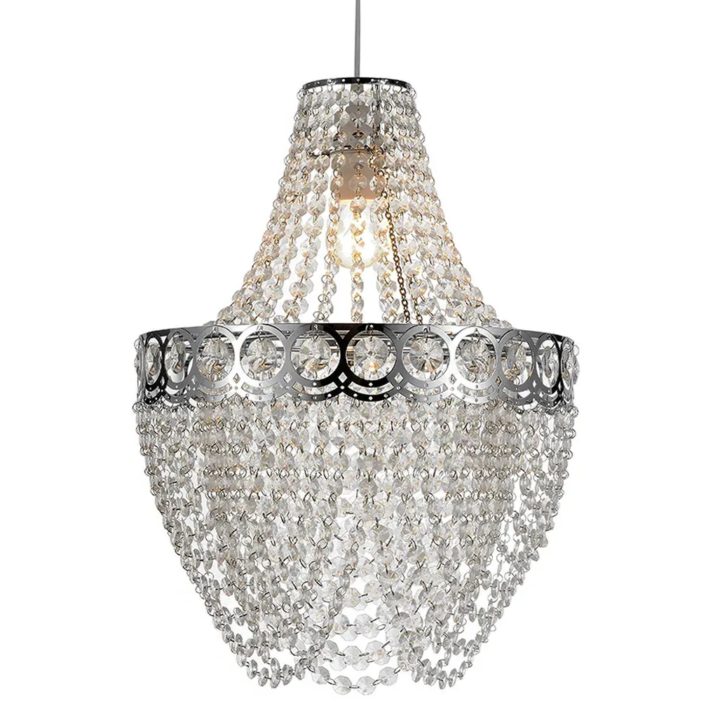 Hayle Tiered Chandelier Pendant Light - Chrome, Acrylic