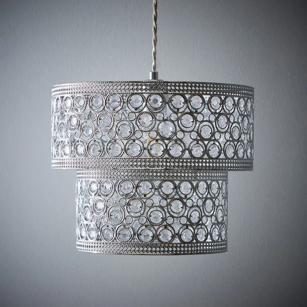 Hazel 2 Tier Acrylic Beads Pendant Light - Chrome