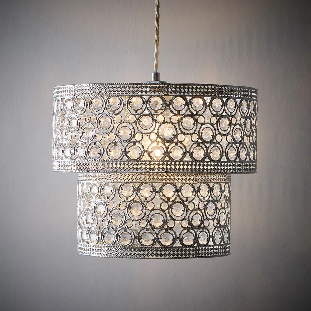 Hazel 2 Tier Acrylic Beads Pendant Light - Chrome