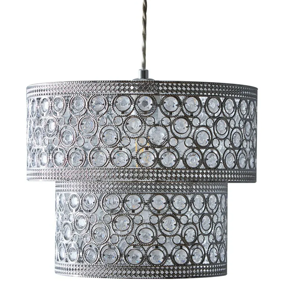 Hazel 2 Tier Acrylic Beads Pendant Light - Chrome