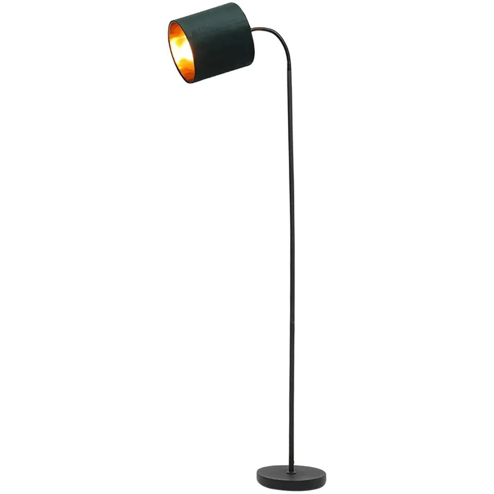 Hove Floor Lamp with Adjustable Head - Green, Velvet