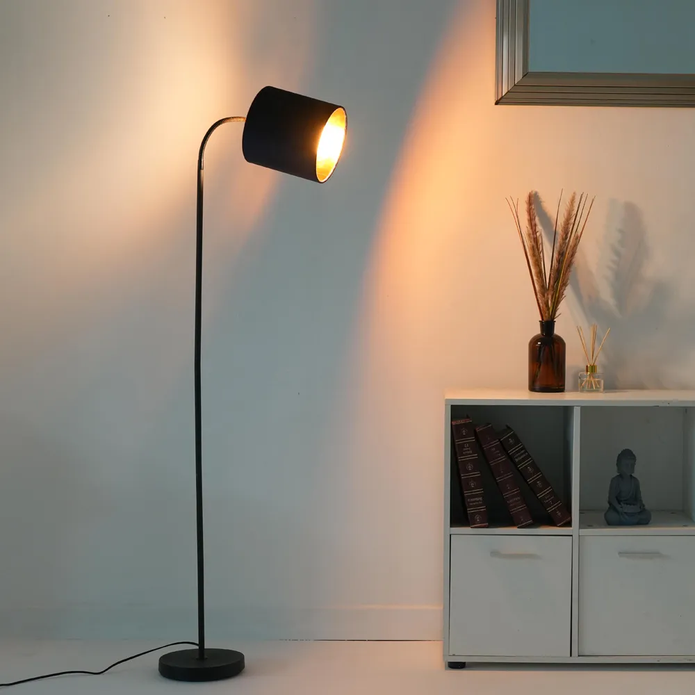 Hove Floor Lamp with Adjustable Head - Navy, Velvet