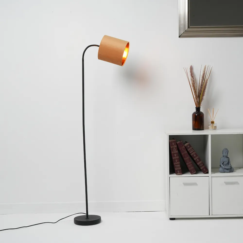Hove Floor Lamp with Adjustable Head - Ochre, Velvet