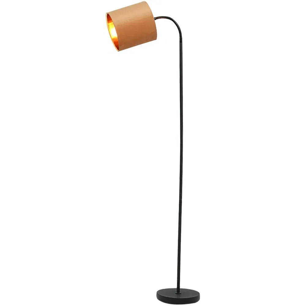 Hove Floor Lamp with Adjustable Head - Ochre, Velvet
