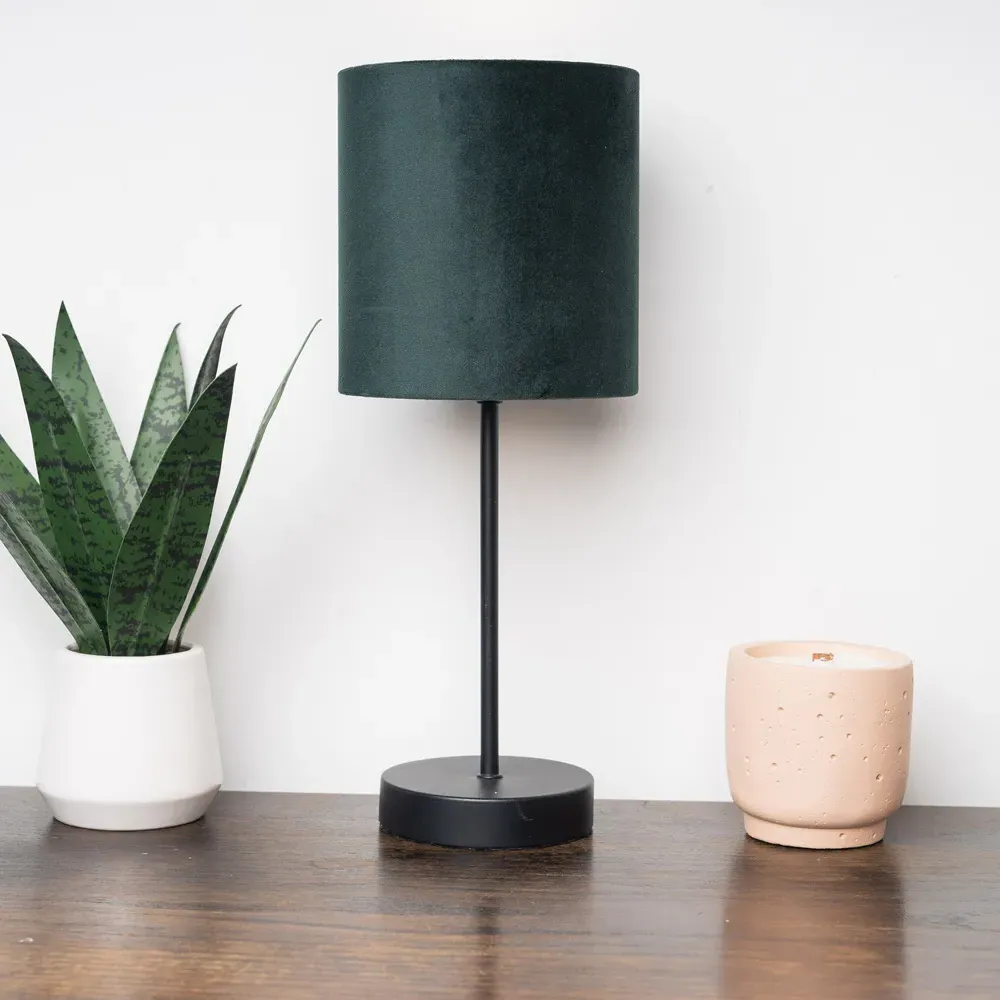 Hove Table Lamp - Black, Velvet