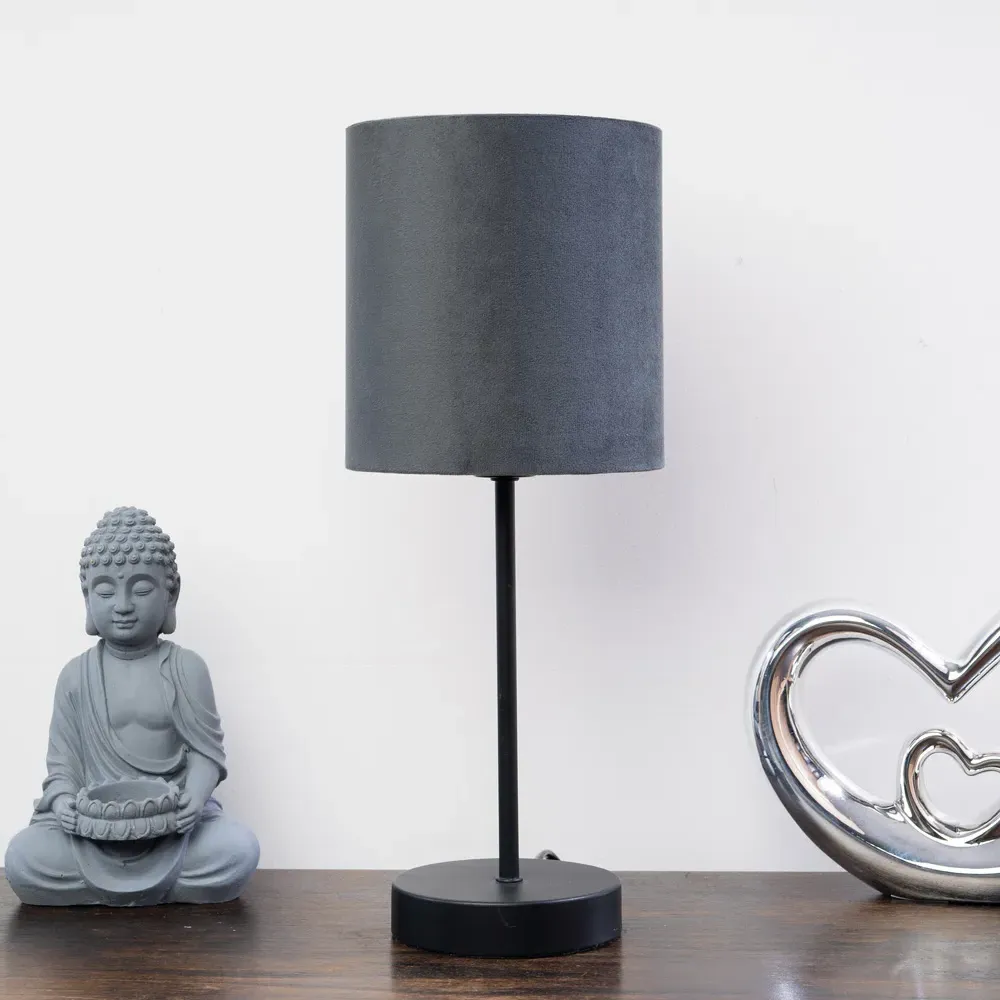Hove Table Lamp - Grey, Velvet