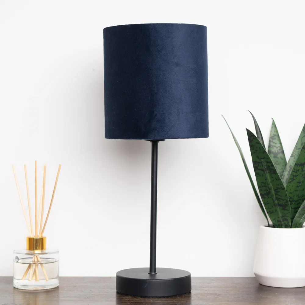 Hove Table Lamp - Navy, Velvet