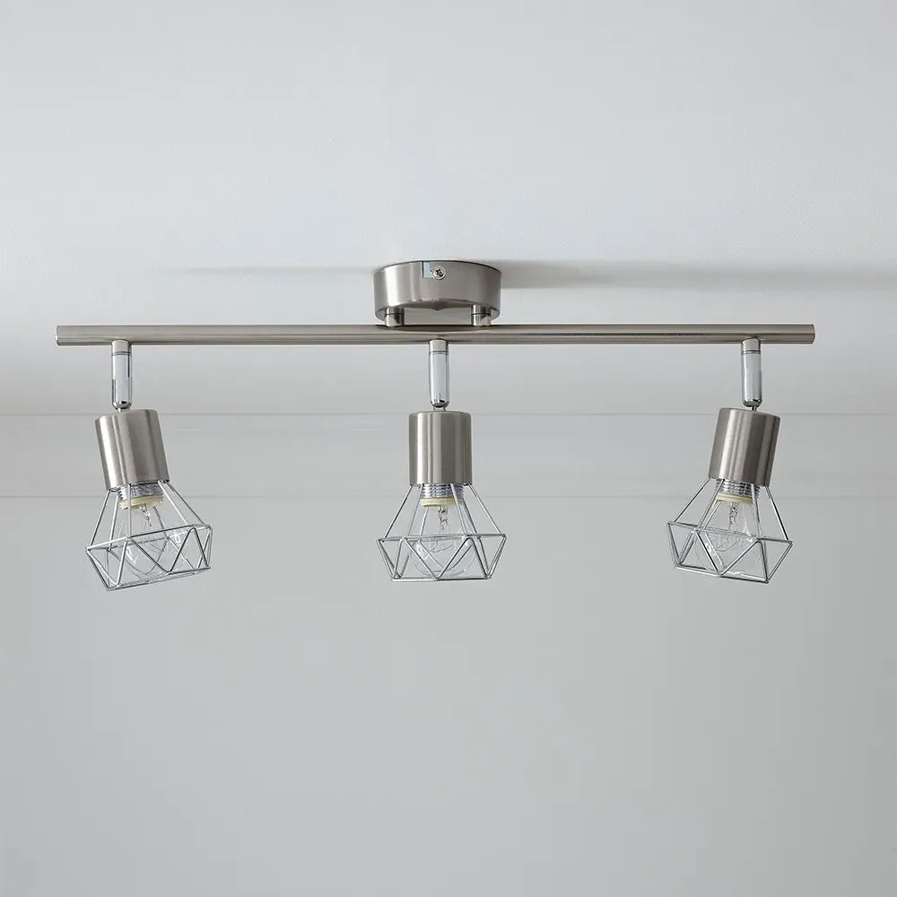 Juno 3 Light Bar Ceiling Fitting - Satin Nickel