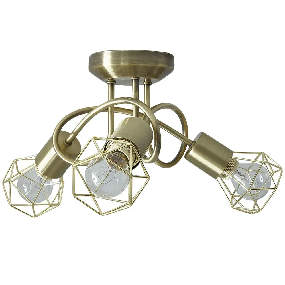 Juno 3 Light Geometric Ceiling Light - Gold, Brass